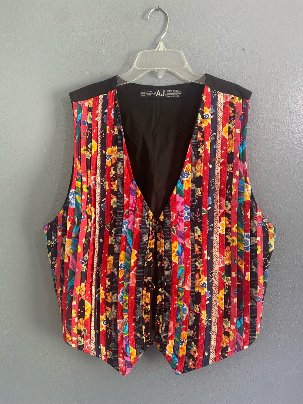 AJ Floral Stripe V-Neck Women's Vest in Red